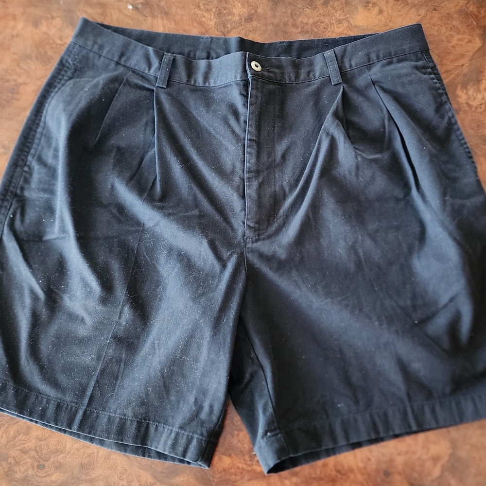Pebble Beach Cotton Black Flat Front Men's Shorts - Size 38